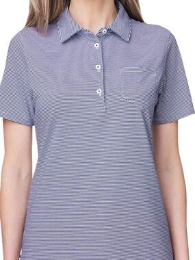 NWT Vineyard Vines Knit Striped carmel Polo Top deep bay/white XS $85